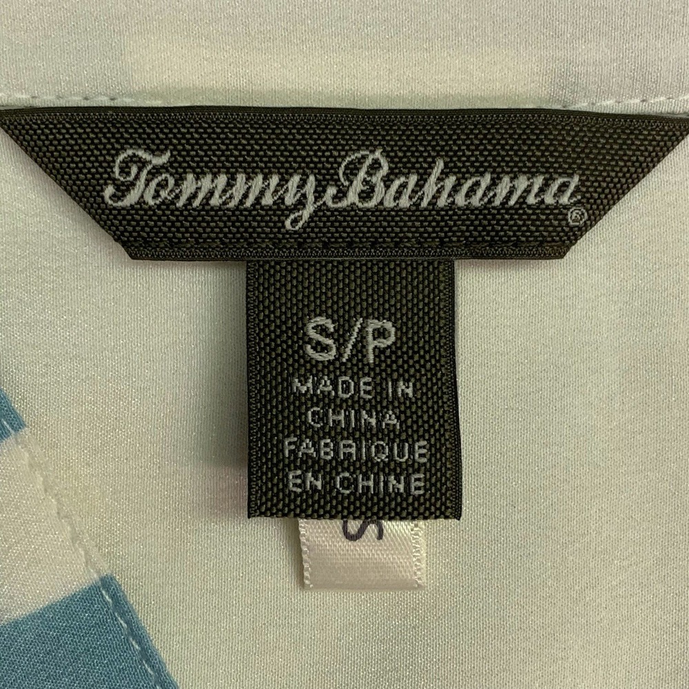 Tommy Bahama 100% Silk Striped V Neck Roll Tab Sleeve Tunic Top Women Size S - Picture 10 of 15